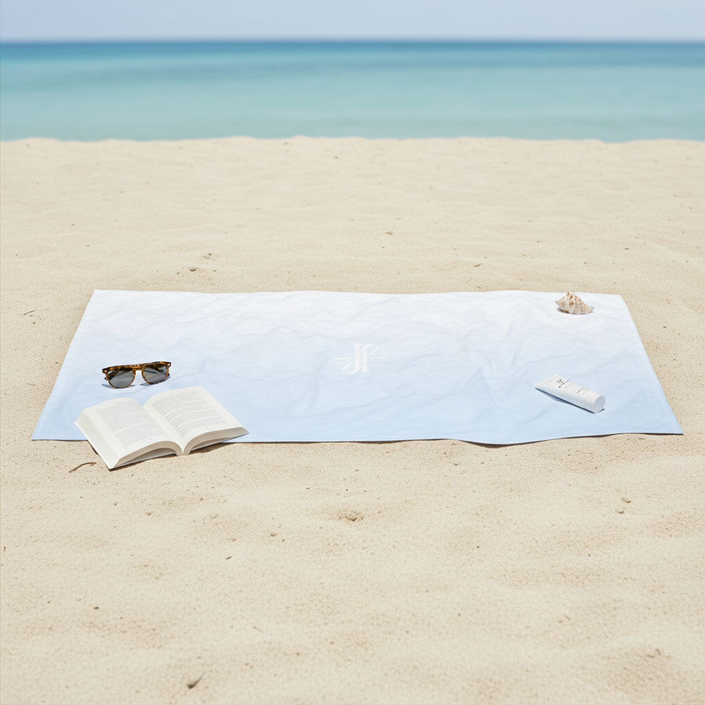 Composición flat lay con toalla y accesorios