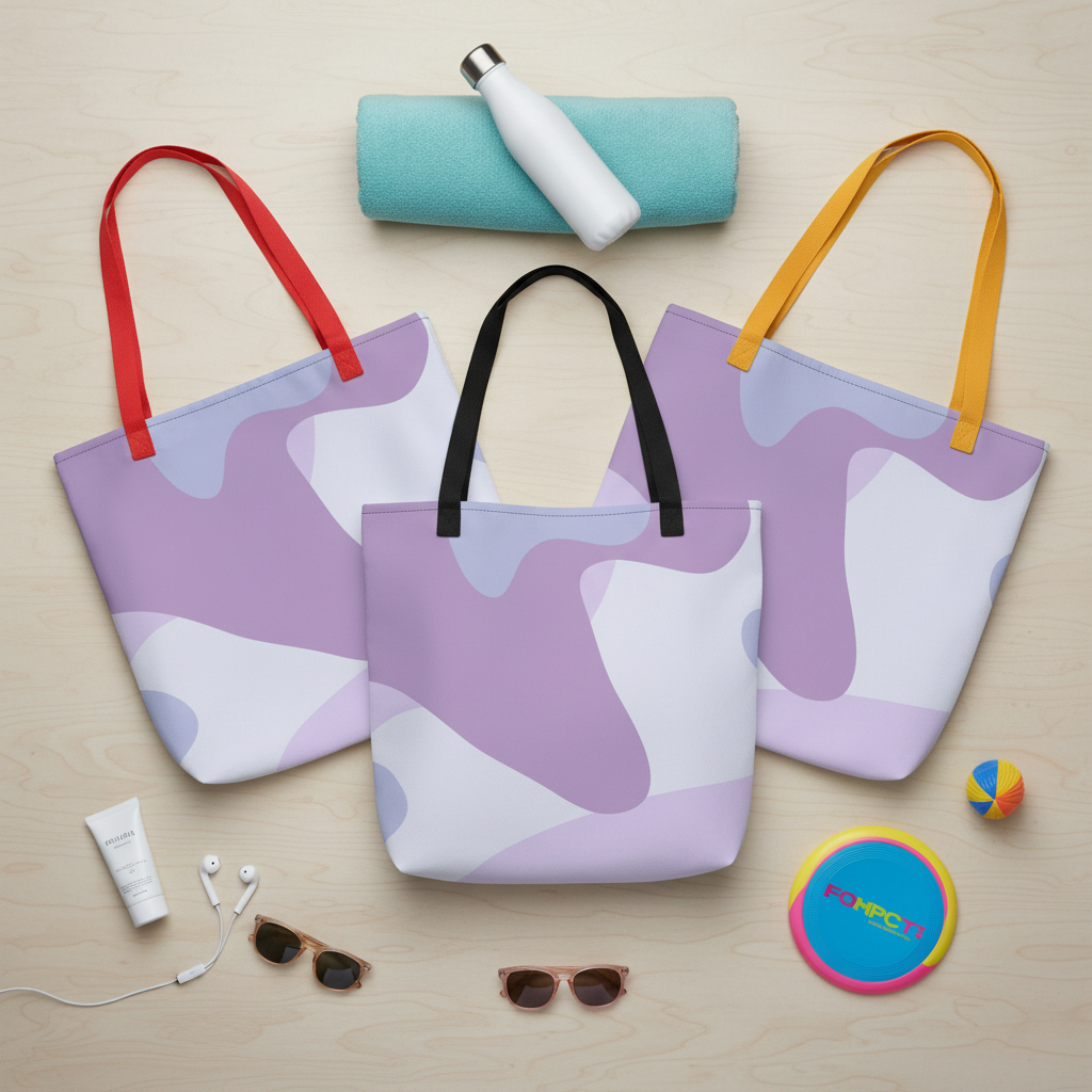 Flat lay bolsas tote colores