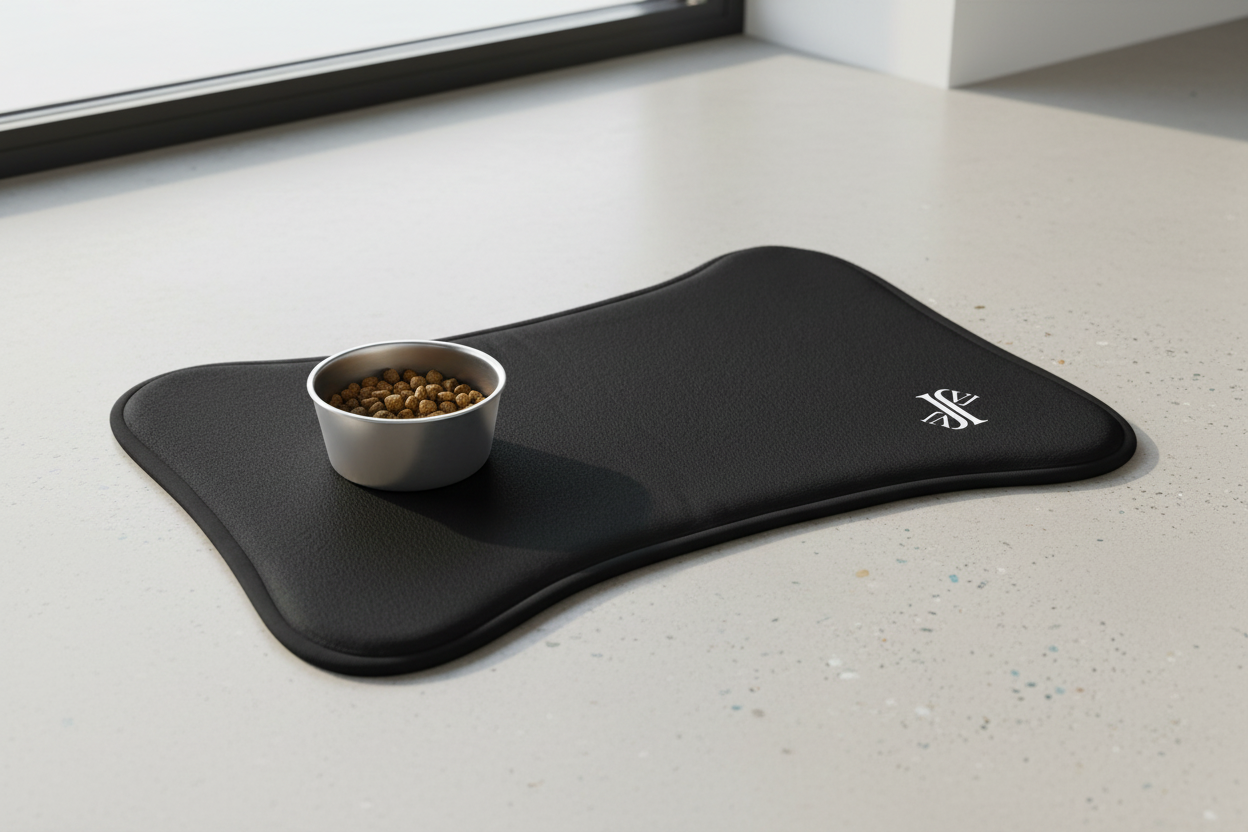 Mockup alfombrilla premium con logo JVJ Brand