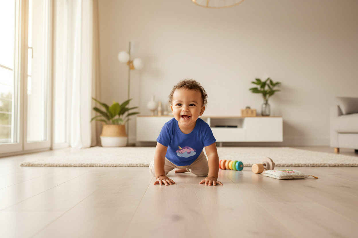 Mockup bebé gateando camiseta
