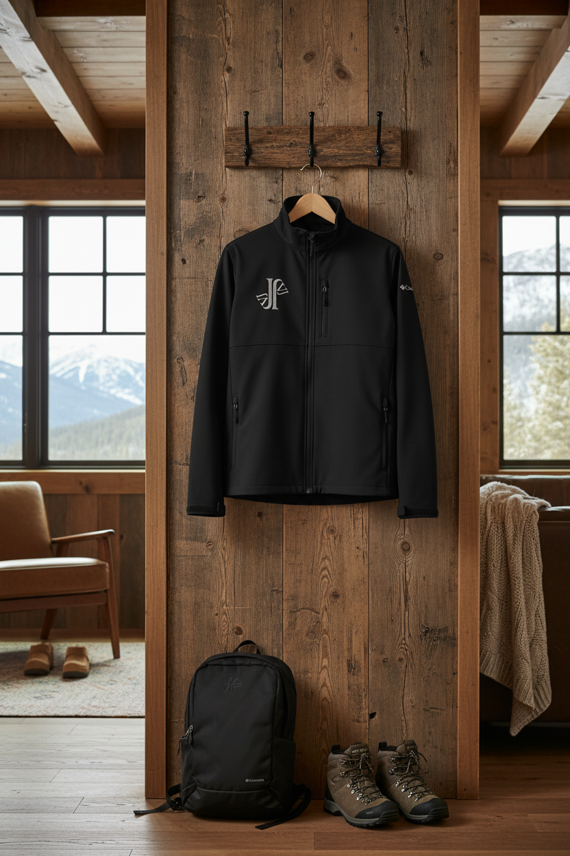 Mockup chaqueta Columbia cabaña