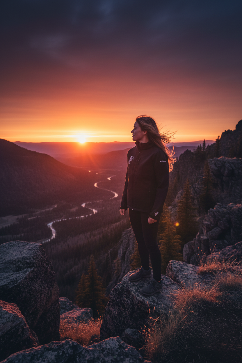 Mockup chaqueta Columbia sunset