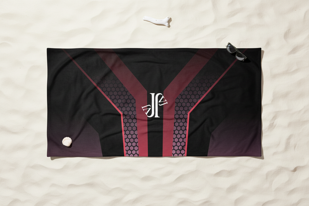 Mockup composición toalla con logo JVJ