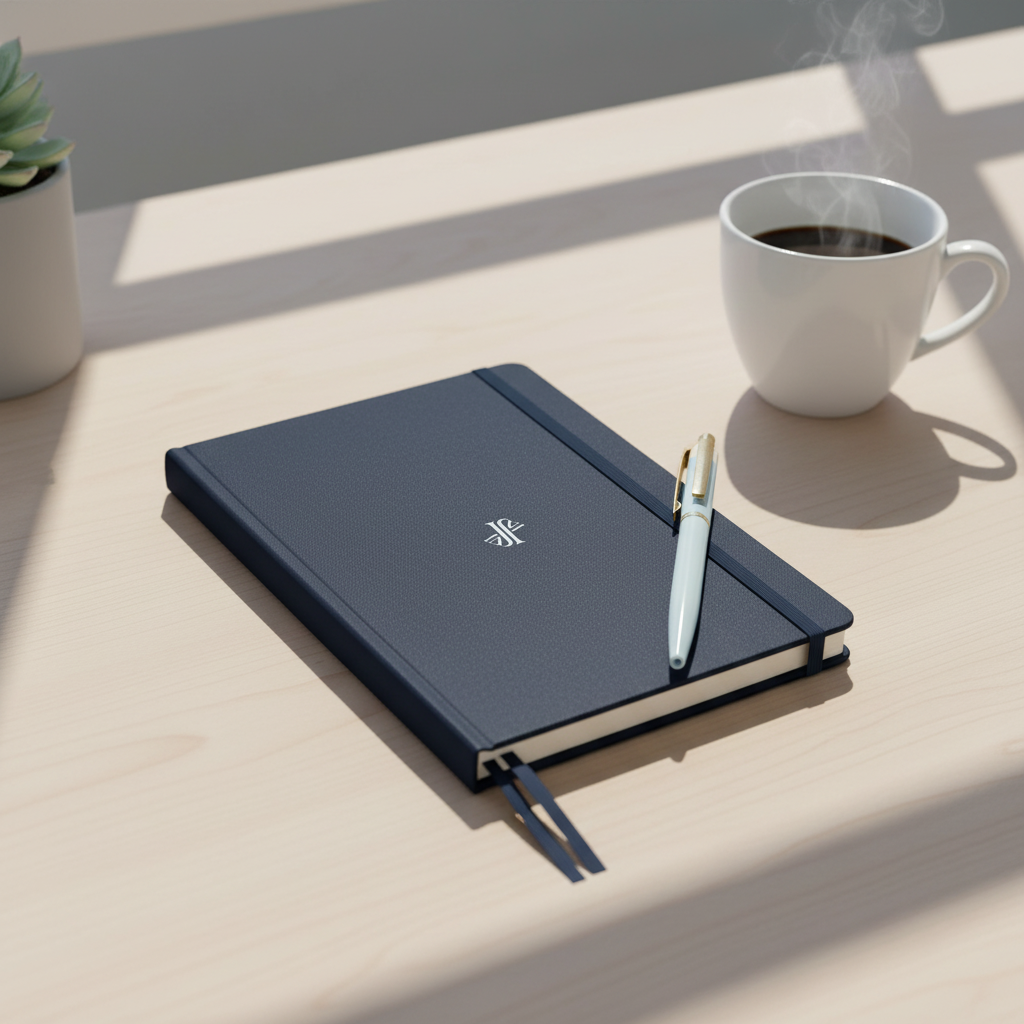Mockup cuaderno navy JVJ Brand