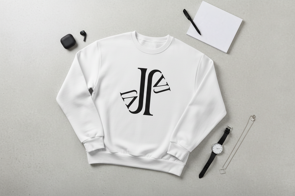 Mockup flat lay sudadera con logo JVJ