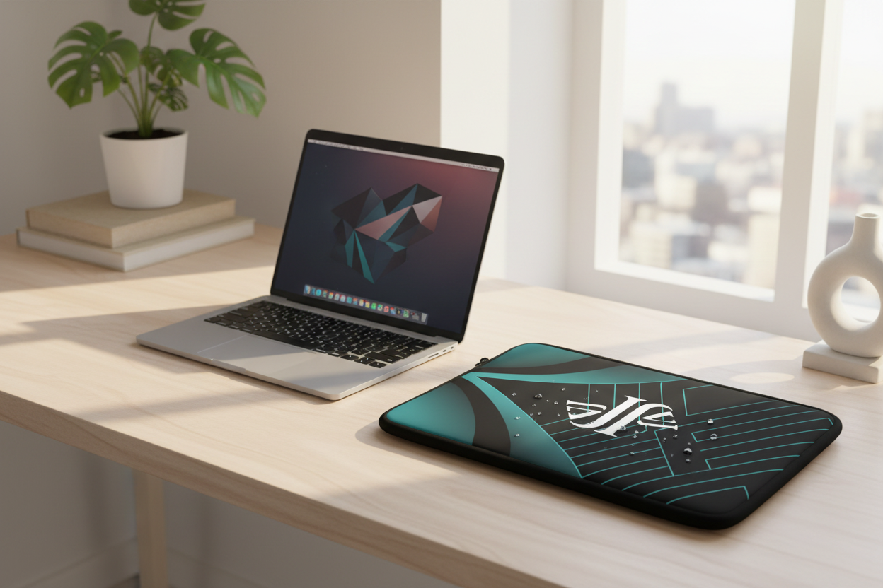 Mockup workspace funda portátil JVJ Brand