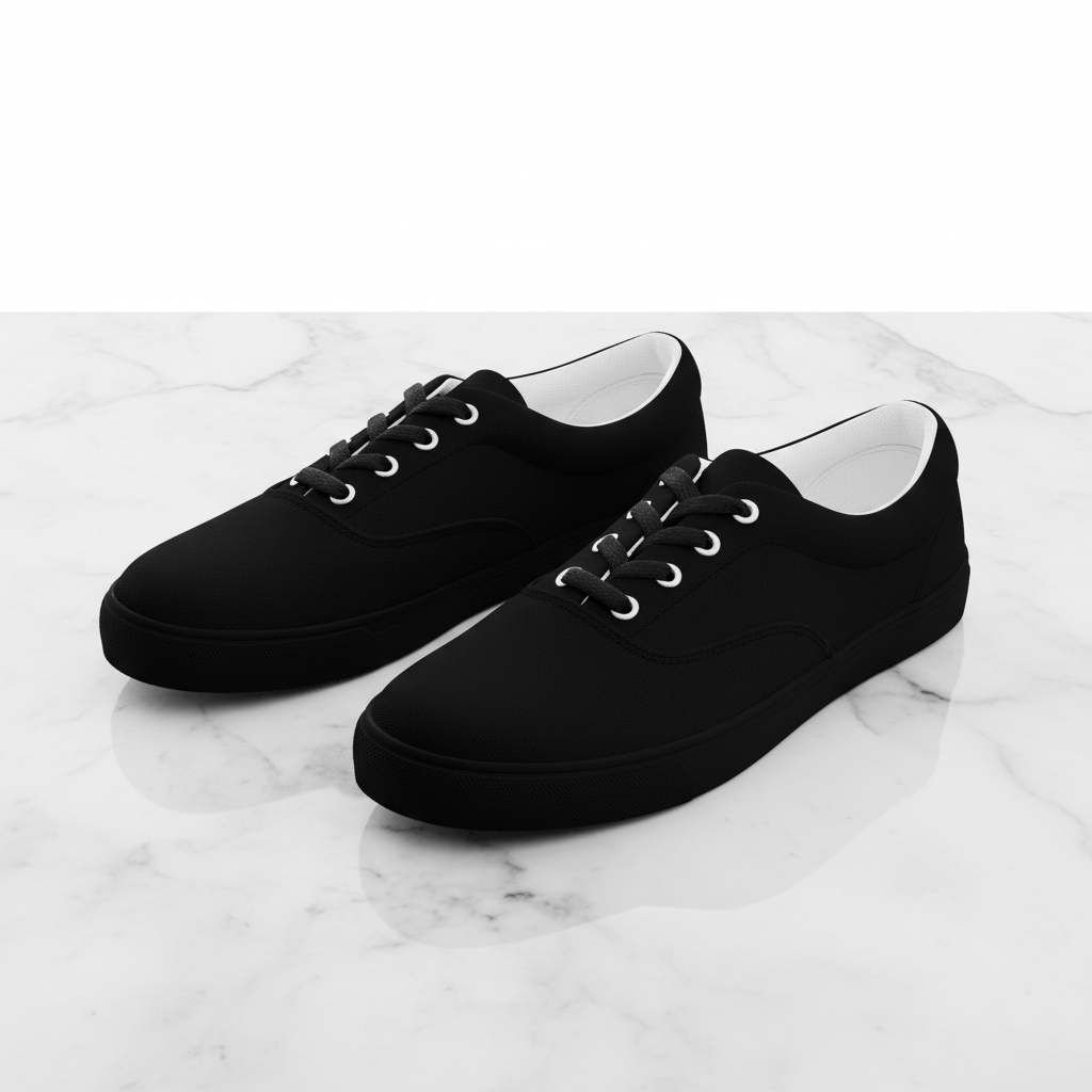 Zapatos negros sobre mármol